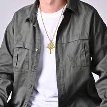 dollrinboy 1 件黑银金色不锈钢生命之树吊坠项链，适合男士和女士 - tree - 查看 8