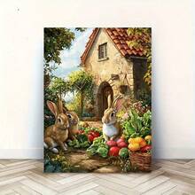 1 PcBunny Poster Easter Christmas Halloween Thanksgiving Home Room Decoration  Wooden Framed Canvas Painting -  Thickness 2.25cm/0.9inch,Home Gift Decoration, Room Decoration Aesthetic, Wall Decoration Art, Perfect Gift, Autumn And Winter Wall Decoration, Living Room Decoration, Bedroom Decoration, Kitchen Decoration, Entry Decoration, Bathroom Decoration, Direct Wall Painting, High Quality Wall Painting Poster