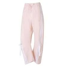 Adidas Quần dài thể thao DANCE WOVEN dành cho nữ, Quần chạy bộ thể thao thường ngày JY7667 - Hồng nhạt/trắng - Xem 1
