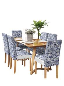 4/6pcs Bohemian Style Milk Silk Printed Elastic Removable Washable Chair Covers, Suitable For Restaurants, Hotels, Ceremonies, Festivals Decoration