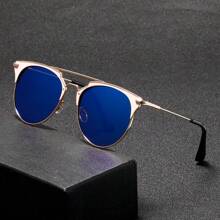 1 Pair Men's Fashionable Glasses, Premium Metal Frame With Mirror Lens, Suitable For Outdoor Sports, Cycling, Driving And All Seasons