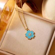 1 pieza Collar colgante con flor de varios pétalos, elegante y refrescante, adecuado para uso diario, fiestas, vacaciones, regalo para familia, esposa, amigos, cumpleaños, aniversario