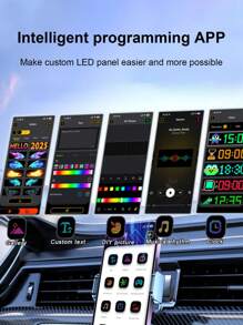 1/2片装柔性LED汽车挡风玻璃显示屏，带动画恶魔眼闪烁效果，可通过APP编程的柔性LED屏幕