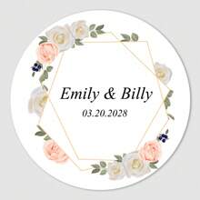 UNICCUT Customized Round Wedding Invitation Stickers, Can Add Your Name And Date, Sealing Sticker For Candy Gifts, Gift Box Paper Labels, Adhesive,Graphic Print - Multicolor - View 10