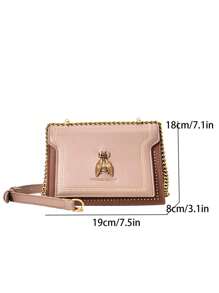 Bolso bandolera decorativo con abeja vintage, bolso de hombro con cadena para mujer, bolso cuadrado con solapa decorada con tachuelas