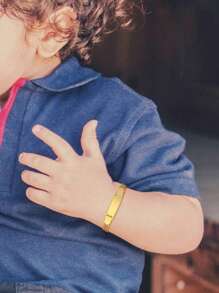 Personalized Bracelet For Girl Boy, Stainless Steel Engraved Name Date For Son Daughter From Mom Baptism Gift, Non-Allergenic And Non-Fading Jewelry Birth Giftback To School Winter Gift Ideas Boy Girl Valentine's Day - A - View 4