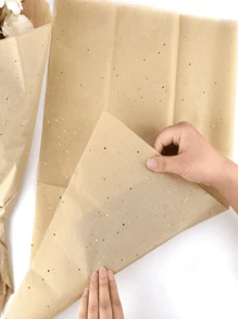 20张50*66厘米闪光薄纸，大号白色牛皮纸无酸艺术纸，适用于礼品包装、收纳、包装、美术工艺用品散装包装、档案碎纸配件包装，适用于婚礼生日派对回礼装饰DIY流苏碎纸填充物五彩纸屑包装装饰、素描和剪纸，适用于艺术工艺和包装，也适用于鲜花包装。 - 卡其色 - 查看 3