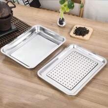 Bandeja de Acero Inoxidable 36*22*4 cm Bandeja de cocina multiusos. Horno de cocina. Bandeja multipropósito. Accesorios de cocina, comedor y bebidas. - Plateado - Ver 4