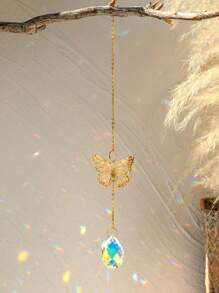 1pc Golden Butterfly Crystal Pendant Sunshine Catcher Rainbow Manufacturing Pendant, Bedroom And Garden Decoration Room Decors Wedding Decor Home Decors