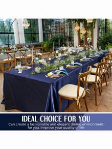 1pc Satin Tablecloth, Rectangular Tablecloth, Shiny Tablecloth, Smooth Material Tablecloth, Suitable For Christmas, Wedding, Party, Birthday Party Table Decoration (Navy Blue) - Multicolor - View 9