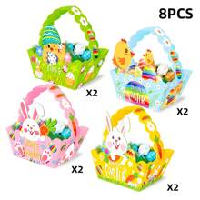 4/8/12 sztuk Wielkanocne Zajączki Jajka Kosze, Tacki Jajka Do Wystawienia, Dekoracje Okna Kuchenne, Pudełka Do Pakowania Pieczenie, Pudełka Na Prezenty Imprezowe