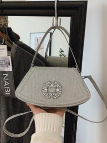 时尚设计手提包单肩包斜挎包闪亮亮片女士斜挎包 - 銀色 - 查看 6