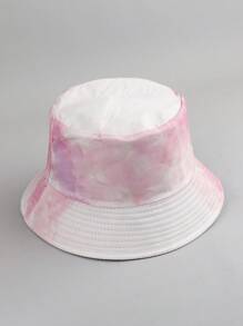 1 Pc Unisex Couple Tie-Dye Printed Reversible Bucket Hat, Casual Minimalist Style, Suitable For Daily Casual And Outdoor Activities