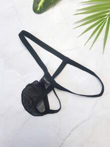 DomiGe 1 件装男士性感内衣黑色弹力网眼三角裤带肩带 - 黑色 - 查看 16