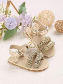 1 Pair Cute Open Toe Soft Bottom Summer Walking Shoes For Toddlers Aged 0-1