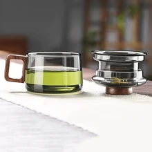 1 pieza de 200ml/6.76oz, Taza de té de vidrio multifuncional con infusor - Resistente al calor, reutilizable, adecuada para uso doméstico y de oficina, perfecta para té de hojas sueltas