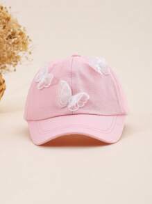 1pc 3D Embroidery Butterfly Girls' Adjustable Breathable Lightweight Baseball Cap, Soft & Elegant, Suitable For Daily, Vacation, Outdoor, Walking, Gift
