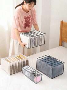 衣柜收纳盒衣服内衣裤抽屉式收纳箱大号7层橱柜可洗衣服隔断储物盒可折叠 - 彩色 - 查看 3