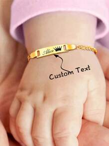 1 Piece/Customizable Children's Baby Name Bracelet, Stainless Steel Nameplate, Children's ID Bracelet, Personalized Gift For Children, The Best New Year Gift For BabiesMother's Day Valentine's Day Gift - A - View 4