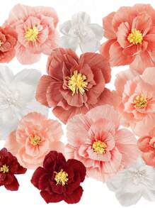 Set de 3 decoraciones de flores artificiales para la pared, DIY para decoración de boda y hogar, flores de papel de color rosa claro para fondo de fiesta, adecuado para decoración de pared y arcos de fiesta de cumpleaños, día de San Valentín, y ambientación de festivales