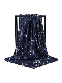 1pc Women Fashion Minimalist Music Symbol Print 35*35 Inch Headscarf, Casual Versatile Head Wrap, Soft & Skin-Friendly Bandana For All Seasons - Solid Color - View 8