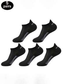 1/3/5 Pairs Men's Black Lightweight Mesh Breathable Summer Socks, Sports Ankle Socks For Men With Moisture-Wicking - Multicolor - View 2