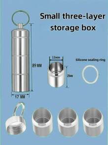 1个铝合金药盒，3/5格安全药品储存容器，密封老年人药盒，急救药盒，可定制金属药盒，口袋大小的药盒，方便户外携带日常药物，防水药品储存盒，迷你金属药盒带钥匙扣，适合户外旅行露营 - 合金款 - 查看 15