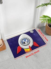 1 szt. "Króliczek astronauta latająca rakieta, Wielkanoc" wycieraczka, mata do wnętrz, dywanik, kreatywna mata do drzwi, mata w stylu przedpokoju, wystrój domu, antypoślizgowa mata podłogowa, akcesoria do sypialni, rekwizyty do zdjęć, wystrój zewnętrzny, dywanik, dywanik, prezent