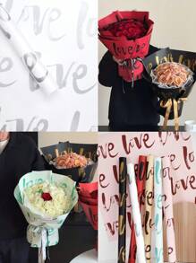 20 张/包全新 LOVE 防水花卉包装纸、花束包装、薄纸