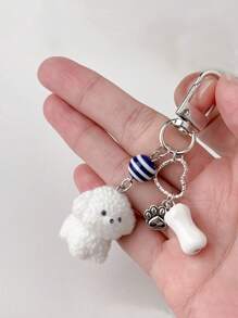1 stuk schattige pluchen, pluizige dieren sleutelhanger, meisjes Pomeriaanse huisdier charme tas accessoire