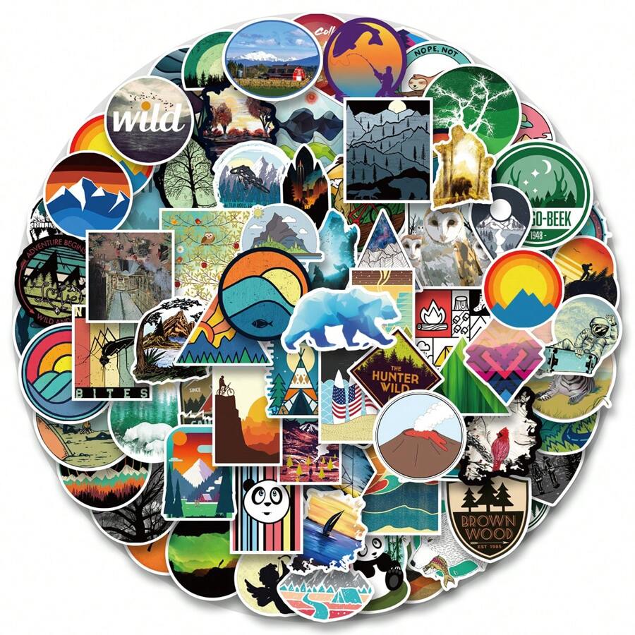 100PCS Outdoor Camping Stickers Pack | Vinyl Aesthetics Stickers ...