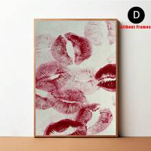 1/2pcs Frameless Vintage Red Kiss Lips Prints Canvas Posters, Red Mouth Kisses Wall Art Home Decor,High-Definition Canvas Printing Decoration Painting For Home Gifts, Living Room, Bathroom, Bedroom,Canvas Wall Art Gift,No Frames