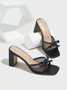 New Bowknot Open Toe Platform Chunky Heel Sandals, Summer Women Dress Shoes