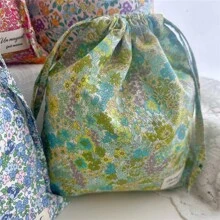 [Charming Floral Bag] Vibrant Floral Pattern 1pc Drawstring Bag - Charming Fabric Gift & Storage Pouch With Motif, Perfect For Jewelry, Cosmetics, Travel Essentials & Home Organization - Multicolor - View 7