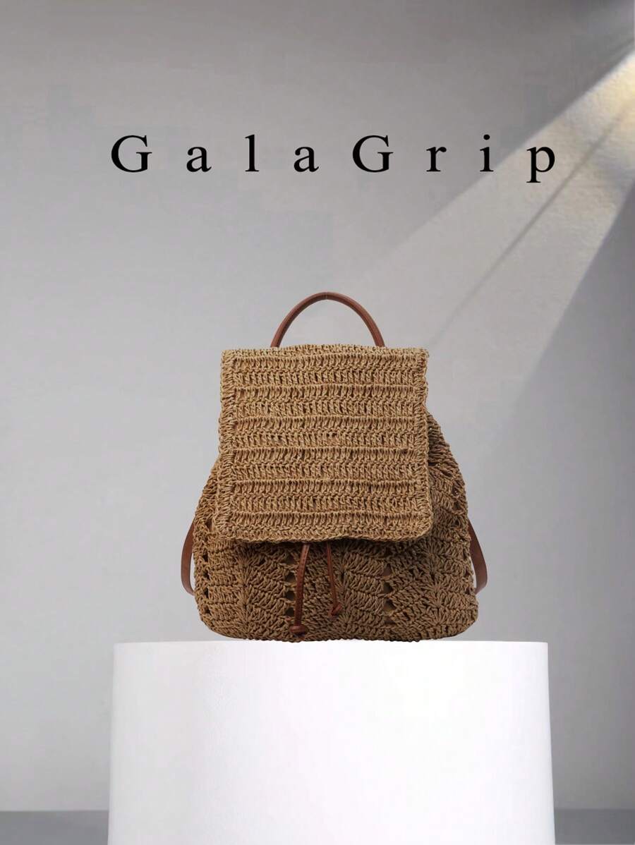 New Fashion Design High-Quality Drawstring Closure Woven Fabric Versatile Shoulder/Crossbody/Backpack, School Backpack - Brown - View 1