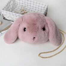 Bolso bandolera ligero con diseño de animal para mujer, con diseño de conejo de peluche, pequeño, para playa, vacaciones, viajes y compras. - Rosa intenso - Ver 3