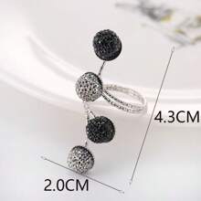 1 chiếc nhẫn hở đính hạt thời trang tối giản, thích hợp để đeo hàng ngày - Bạc - Xem 5