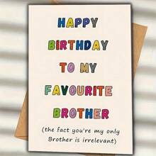 1, "Happy Birthday To My Favorite Brother" Birthday Card, A Unique Birthday Gift For Men, Suitable For Brothers, Husbands, Boyfriends, Best Friends, Small Business Supplies Thank You Card - Multicolor - View 4