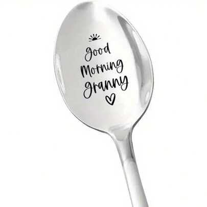 Stainless Steel Engraved Funny Granny Spoon - Good Morning Granny Tea Coffee Lover Gift - Mother's Day Christmas Birthday From Grandkids