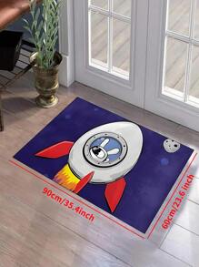 1 szt. "Króliczek astronauta latająca rakieta, Wielkanoc" wycieraczka, mata do wnętrz, dywanik, kreatywna mata do drzwi, mata w stylu przedpokoju, wystrój domu, antypoślizgowa mata podłogowa, akcesoria do sypialni, rekwizyty do zdjęć, wystrój zewnętrzny, dywanik, dywanik, prezent