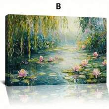 Impresiones en lienzo de arte de ninfeas florales por famosas pinturas al óleo, reproducción de flores para decoración del hogar en cocina, dormitorio, baño, moderno clásico, paisaje, obra de arte Giclee enmarcada/sin marco