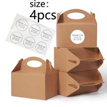 10 件/4 件可选白色派对礼盒/棕色派对礼盒，空白糖果饼干礼盒 DIY 礼品袋零食糖果纸板山墙盒带手柄，适合生日派对礼物赠送淋浴装饰 - 棕色 - 查看 9