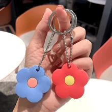 5 Pieces Cartoon Flower Elastic Key Cap Set Cute And Flexible Key Cover Key Identifier Label Cover Convenient Identification Door Key Ring