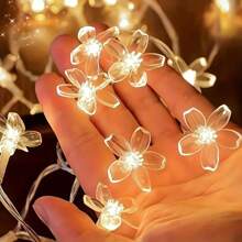 1 قطعة أنوار LED شريط أزهار الكرز بطول 1.5 متر، 10/20 مصباح LED أنوار كشميرية، إضاءة زخرفية لحفلة/حفل زفاف/غرفة/المنزل، إطار زهور، عيد الميلاد، ديكور الربيع/الصيف، بطارية مشغلة (البطاريات غير مضمنة) - متعدد الألوان - مشاهدة 2