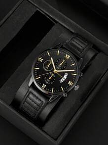 5 Pieces Luxury Gift Set For Men, Including Watch, Belt, Wallet, Sunglasses And Keychain, Elegant Business Design To Accompany And Witness Your Success, Also Suitable As Gift For Friends
