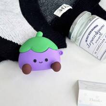 时尚欧美卡通茄子苹果蓝牙耳机壳适用于Airpods Pro 2/4/3代，防震硅胶耳机保护套 - 紫色 - 查看 7