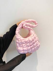 女士绗缝刺绣云朵荷叶边单肩包手提包