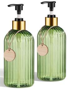 GAONLY 2个装 16.9盎司透明绿色皂液器，带竹制按压泵，可重复灌装液体洗手液，适用于浴室、厨房等场所，是家居浴室装饰、秋季装饰和返校季装饰的理想之选。 - 綠色 - 查看 9