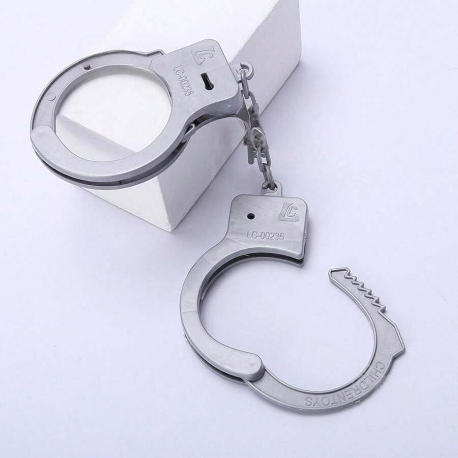 1pc Plastic Handcuff Prop, Electroplated Realistic Cosplay Toy, Creative Gag Gift, Hand Accessory For Roleplay - Multicolor - View 1
