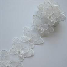 10 piezas de ribete de encaje con bordes de mariposa y adornos de strass, ancho de 6.5cm, tela de ribeteado vintage para costura, manualidades, decoración de vestidos de novia y ropa
